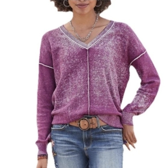Sundance Sweaters - Sundance Catalog Relaxed Cece Washed Style V-neck Tunic Sweater Top Size XS